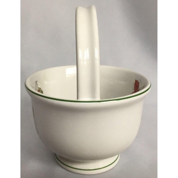 Block Bernardo Poinsettia Handle Basket Ceramic Goertzen Portugal Watercolors - Picture 5 of 10